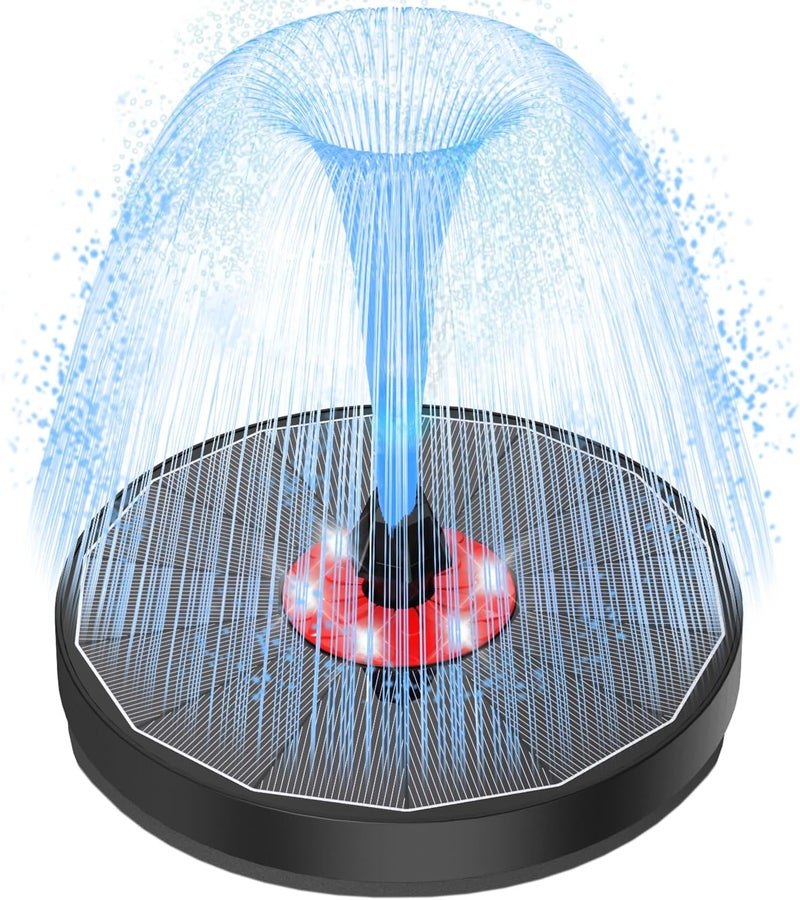 GAIZERL Solar Fountain Upgrade, 3.5W Solar Birdbath Fountains with White Lights, Glass Panel, 2200mAh Battery, Hummingbird Water Fountains with 8 Spray Modes & 4 Fixed Pipes for Garden, Pool, Pond - Image 1